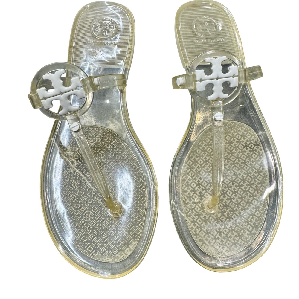 Tory Burch Transparent Yellow Sandals Womens 8 Designer Summer Slip Ons - Picture 4 of 7